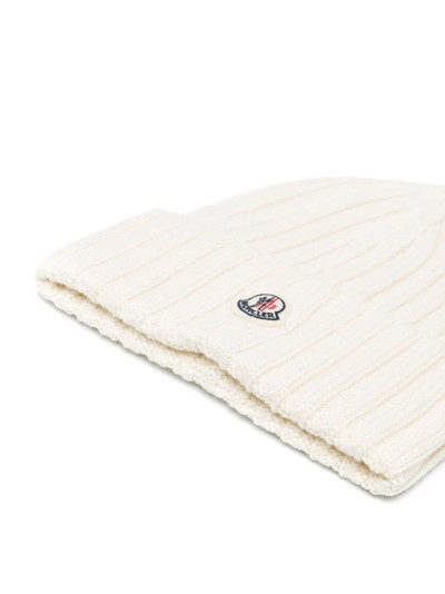 Moncler ribbed-knit logo-patch virgin wool beanie outlook