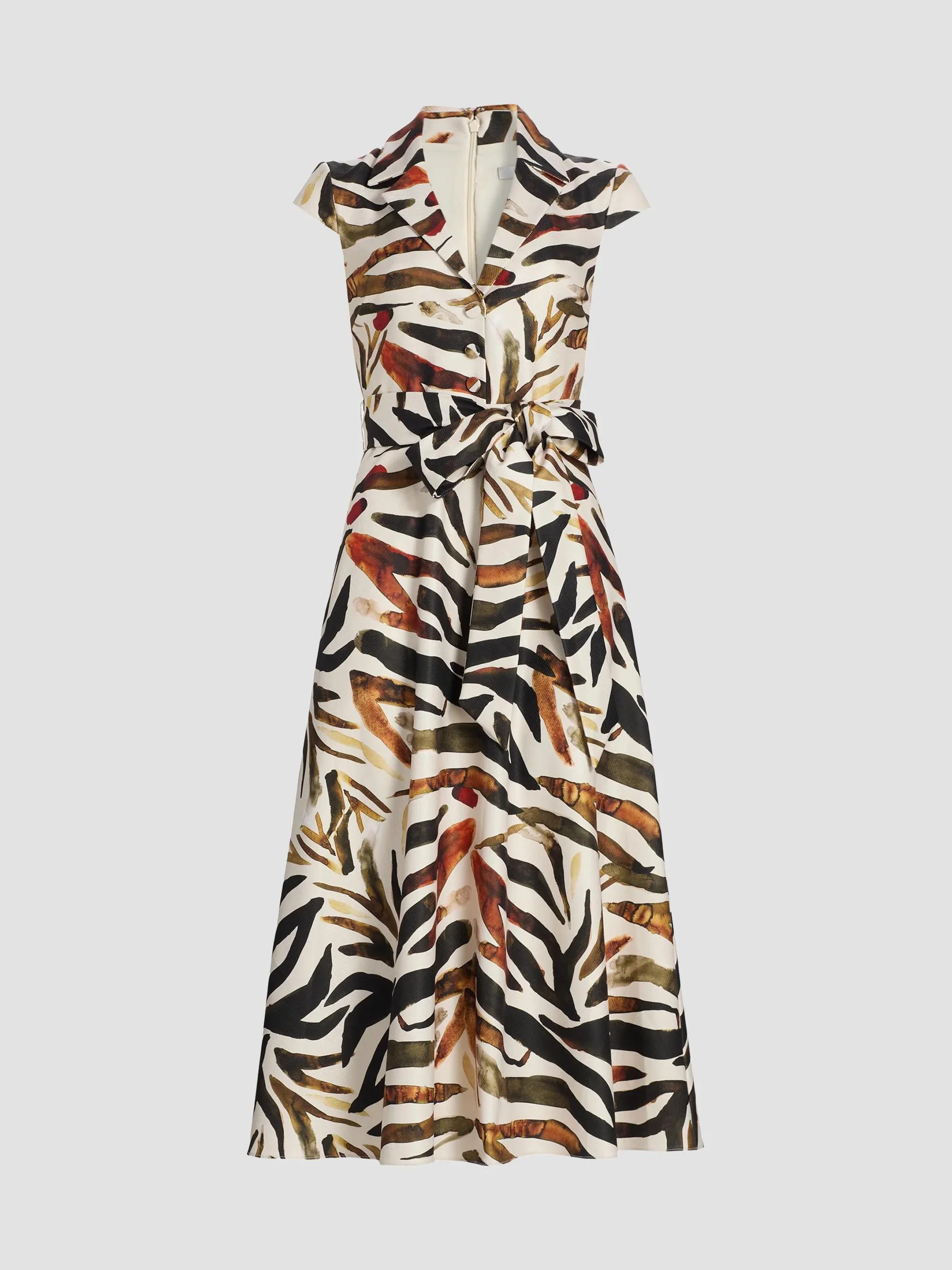 Women's Animal-Print Sash Midi-Dress - Bronze Multi - 1
