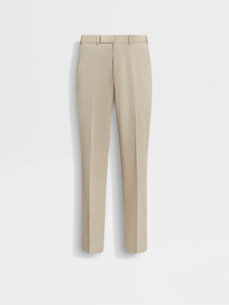 LIGHT TAUPE CENTOVENTIMILA COTTON AND WOOL PANTS 1