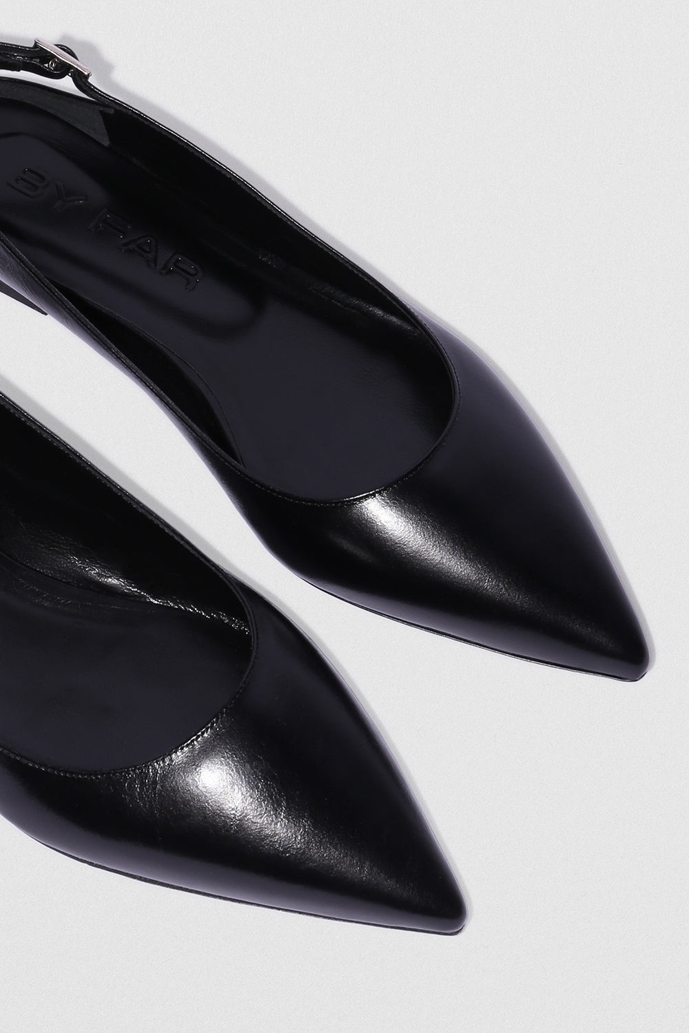 Koyna Black Creased Calf Leather Slingback Flat - 3