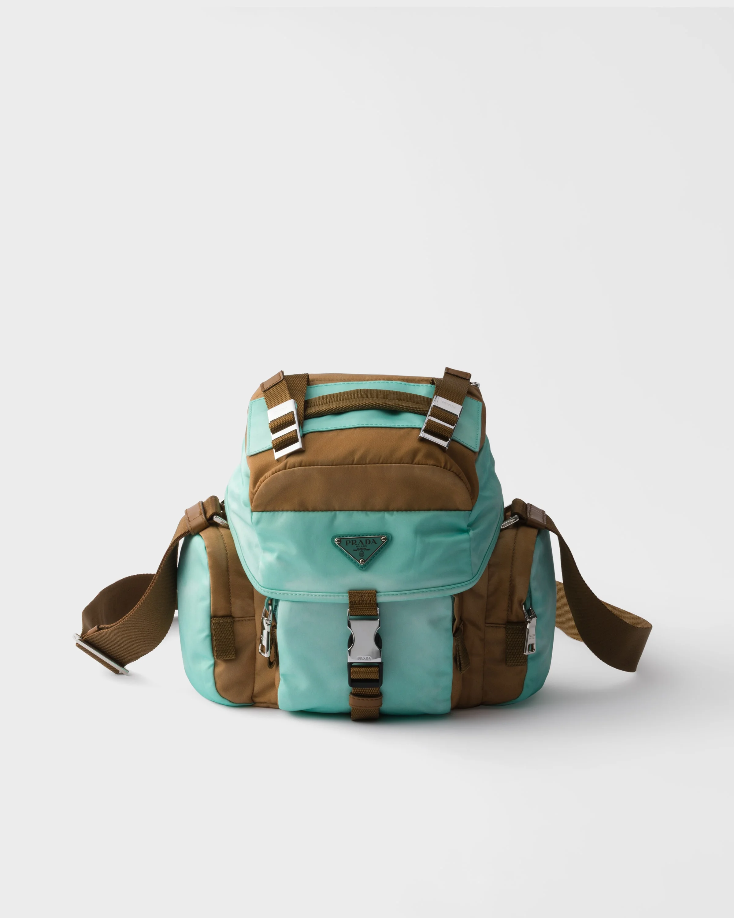 Antiqued Re-Nylon and leather shoulder bag - 1