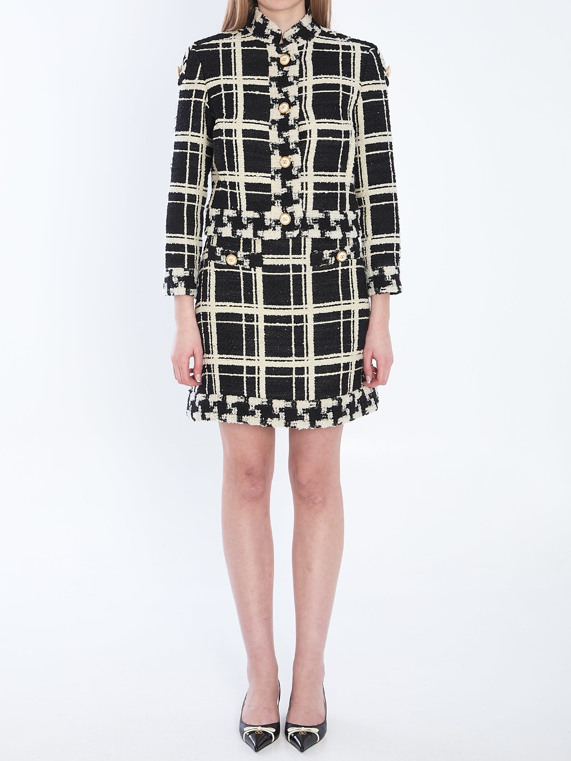 Valentino Garavani Macro Check Tweed Mini Skirt - 5