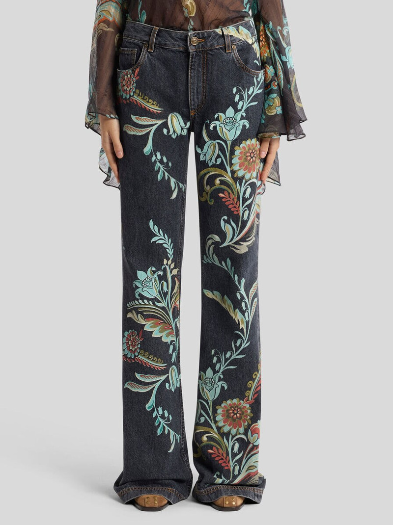 FLARED JEANS WITH DAFFODIL PRINT 2