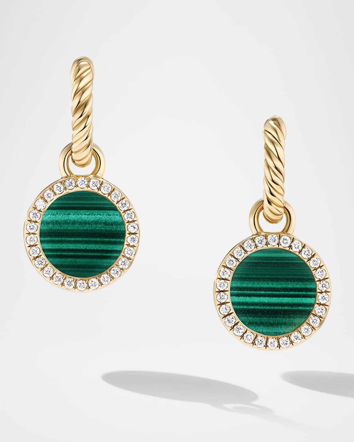 DY Elements Drop Earrings with Gemstone and Diamonds in 18K Gold, 11mm, 0.9"L - 1