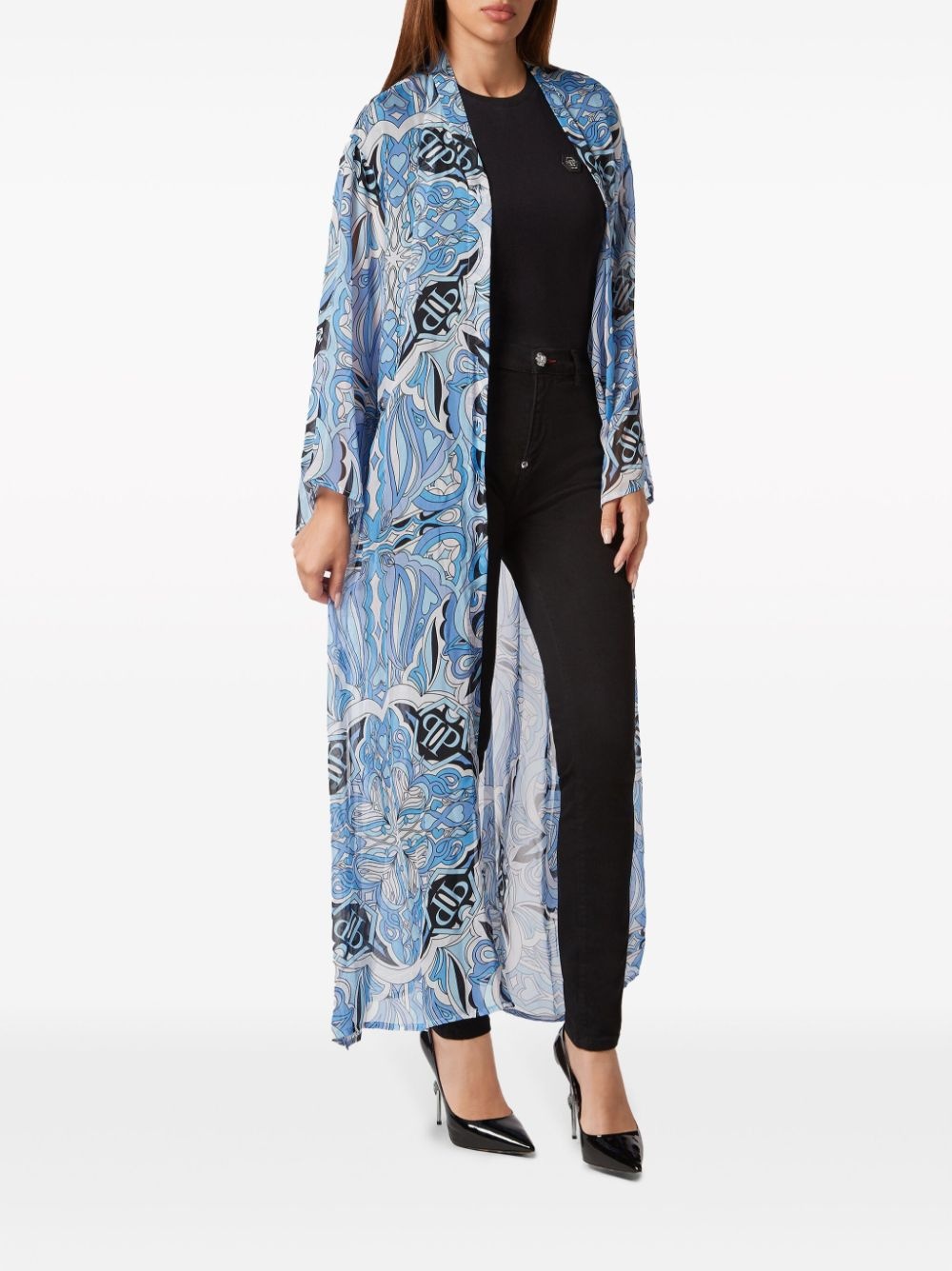 graphic-print silk kaftan dress - 2