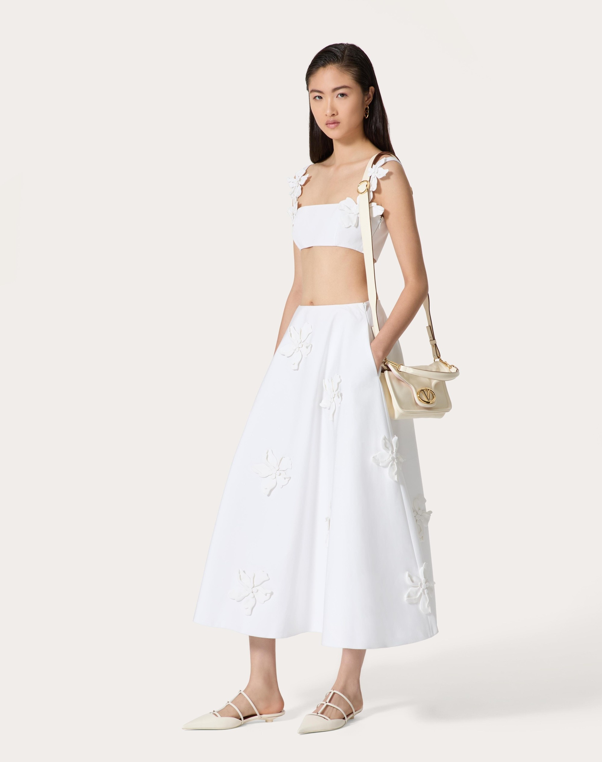 EMBROIDERED COMPACT POPELINE MIDI SKIRT - 2