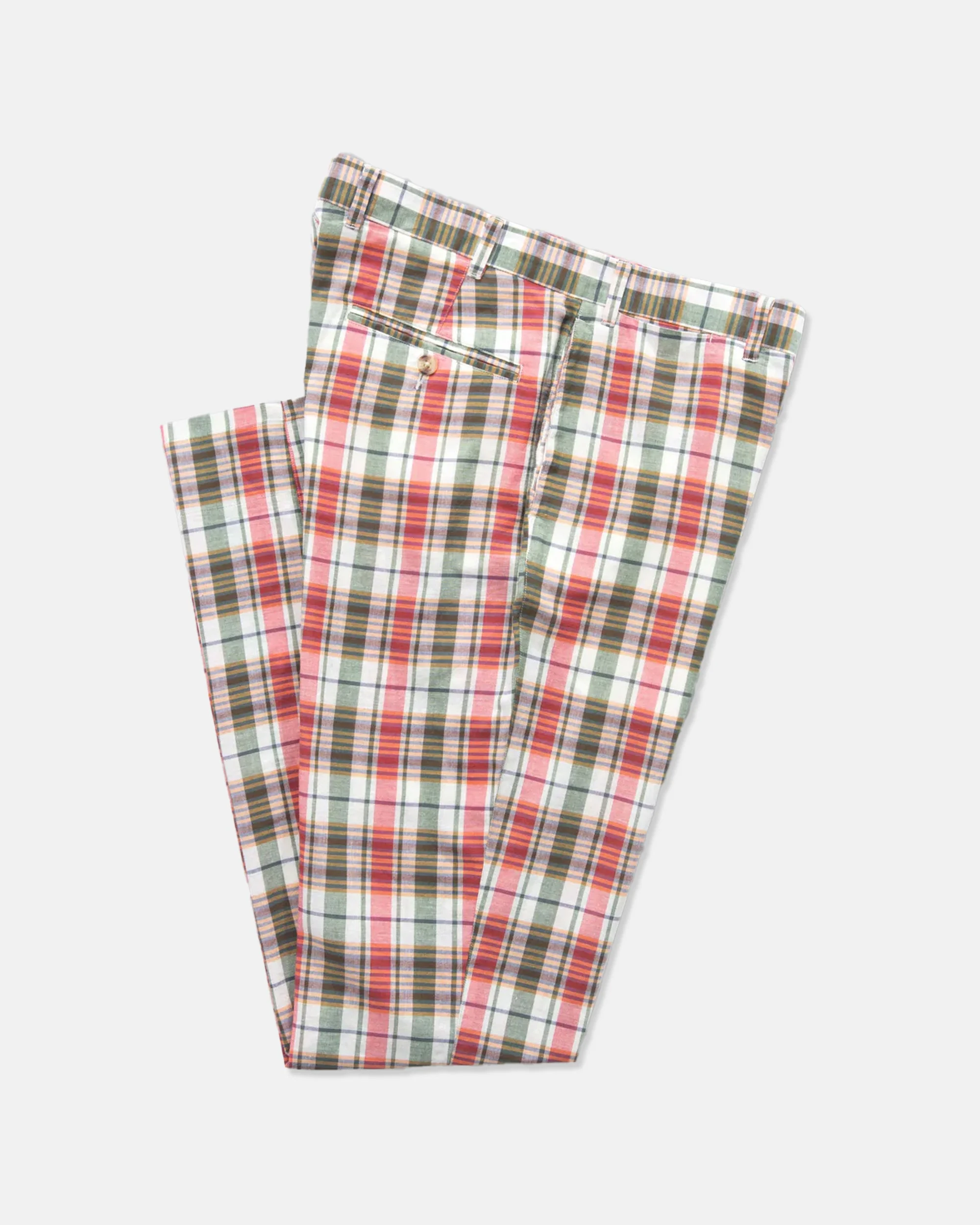GREEN & RED MADRAS TROUSER - TRIM FIT - 1