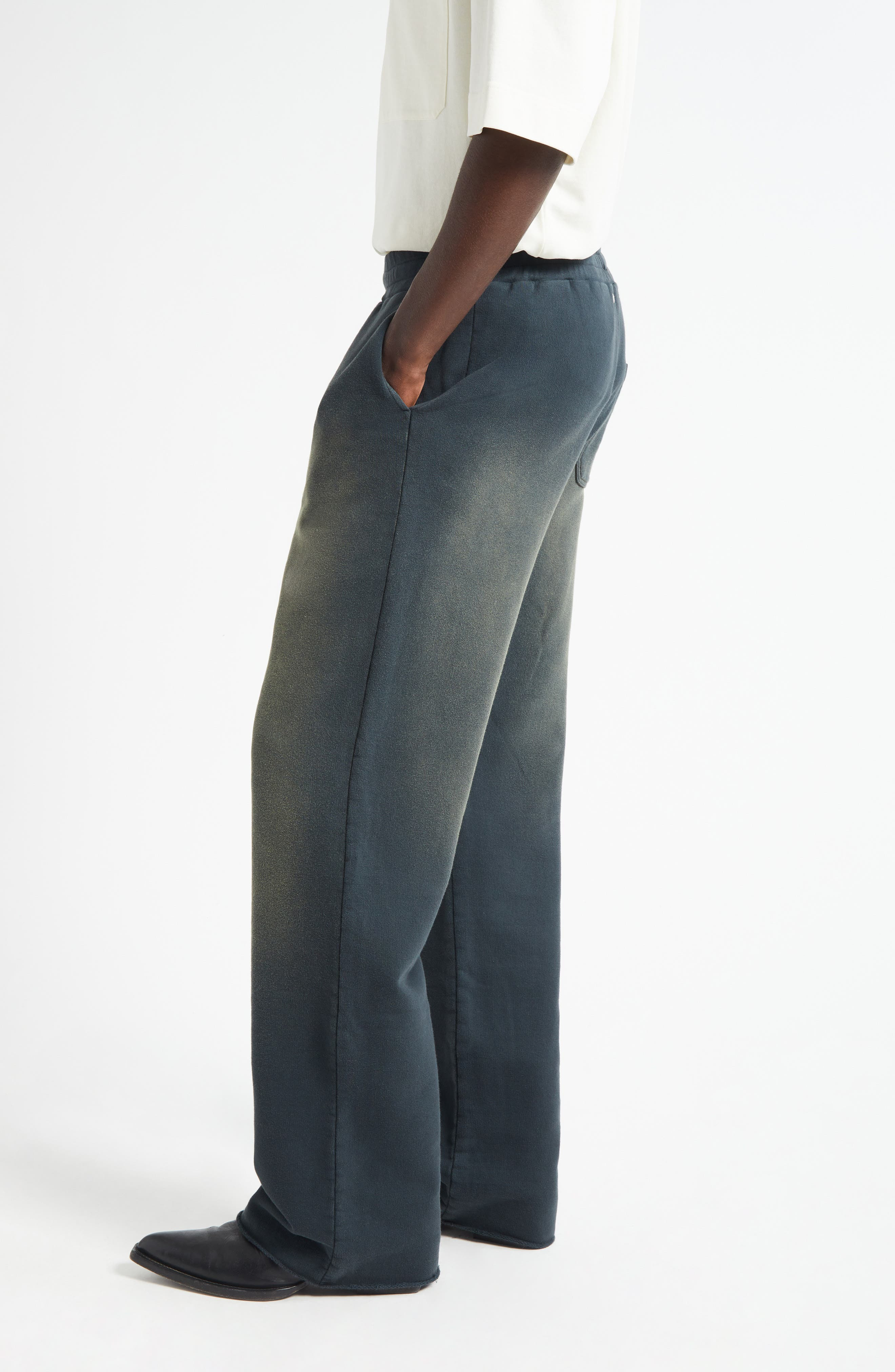 Golden Goose Gender Inclusive Journey Wide Leg Sweatpants in Bleached Washed Black at Nordstrom - 4