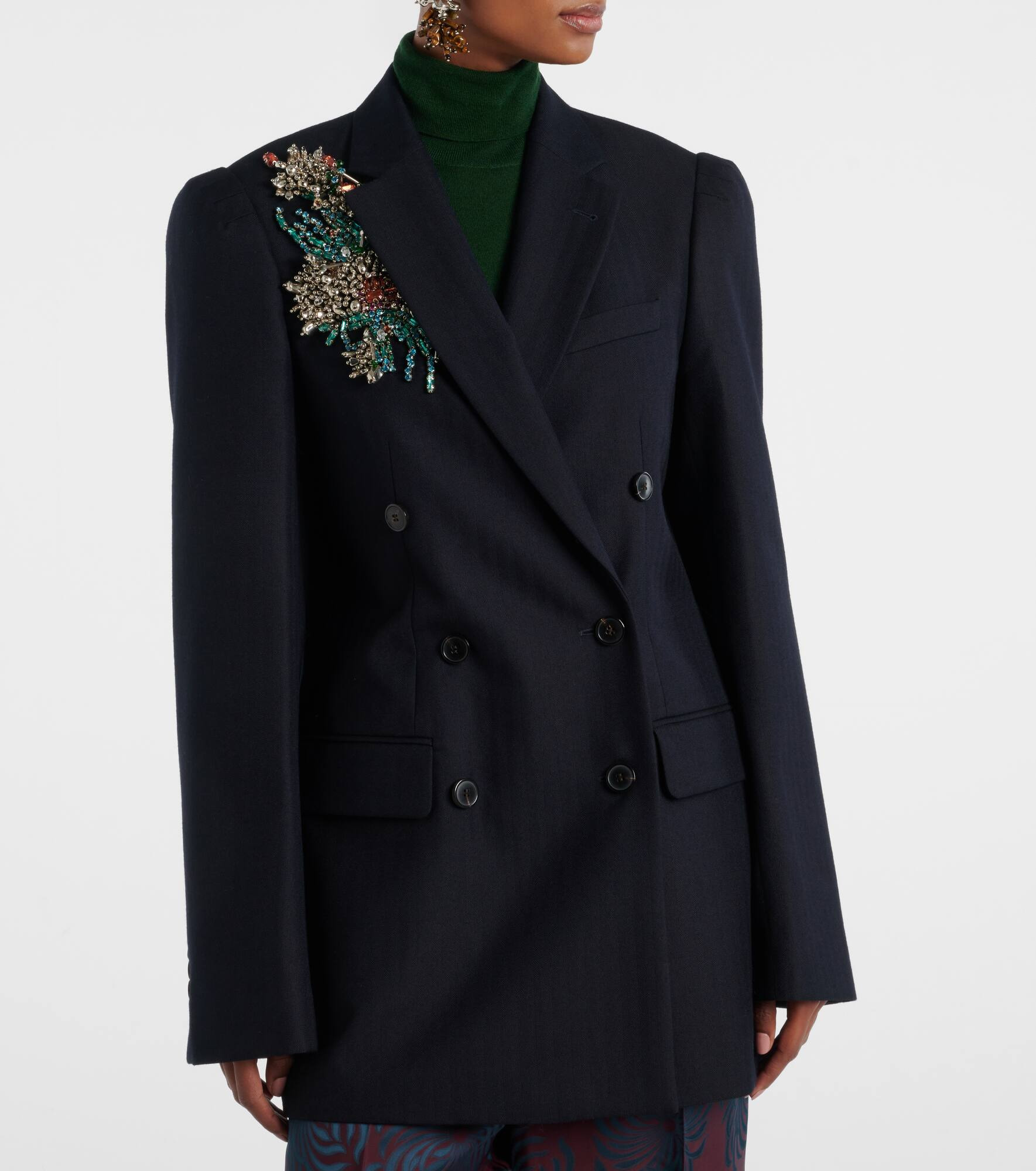 Double-breasted embellished wool blazer - 6