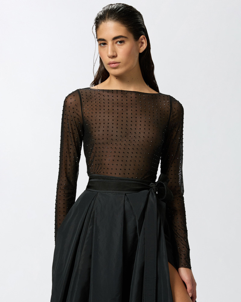 PINKO FULLY RHINESTONED LIGHT TULLE SWEATER outlook