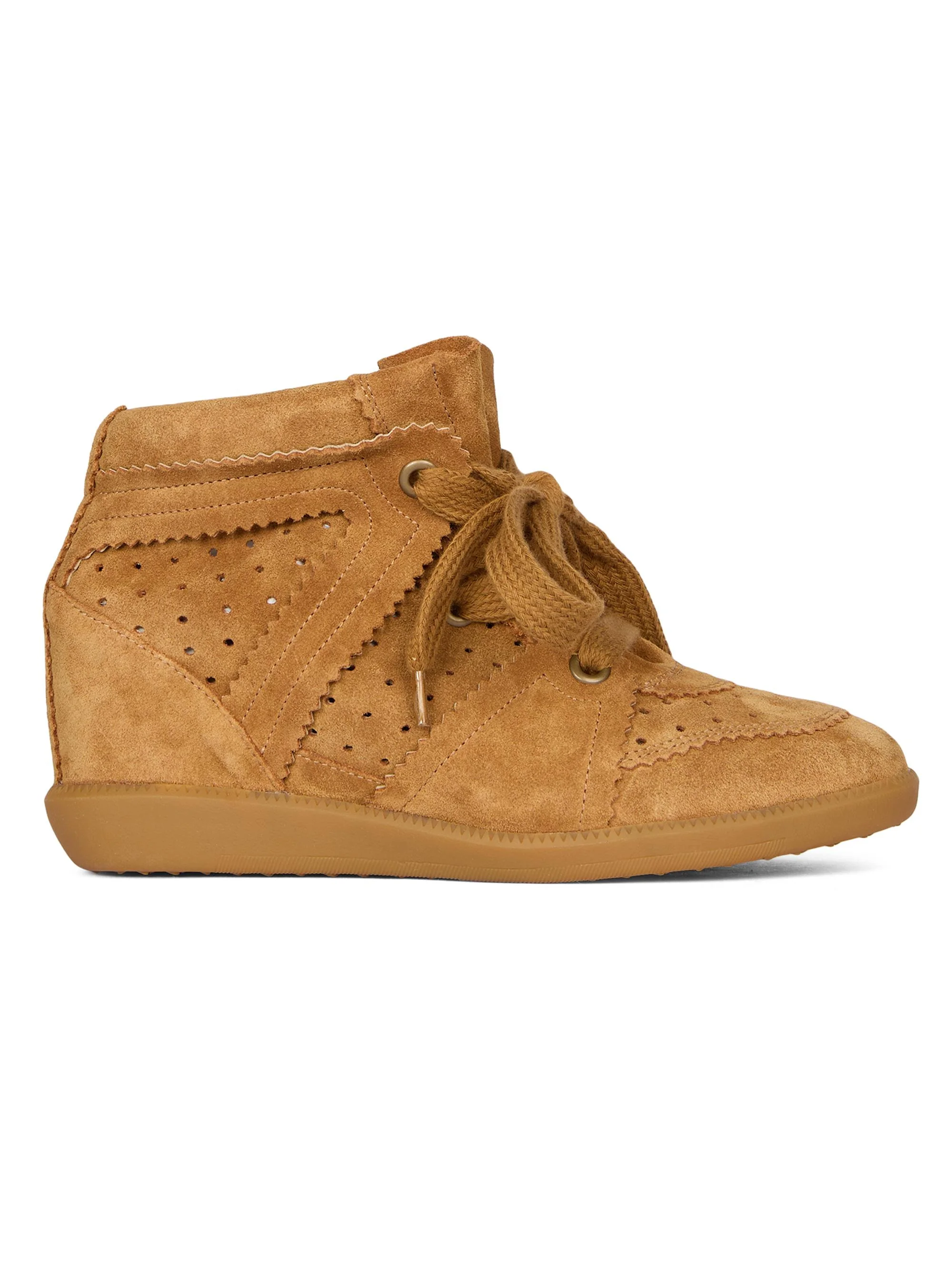 Women's Bobby Suede High-Top Sneakers - Cognac - 1