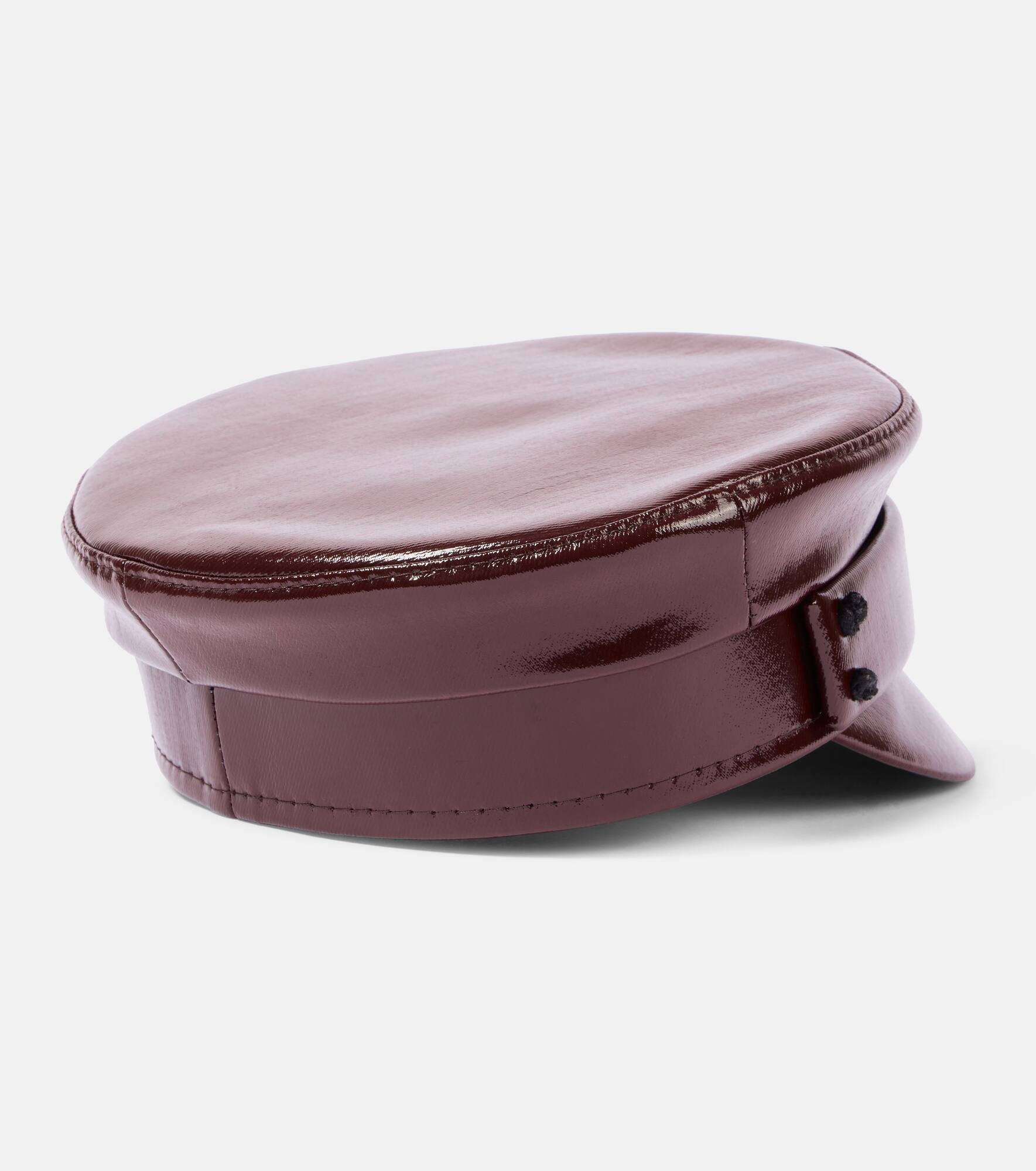 Faux leather newsboy cap - 5