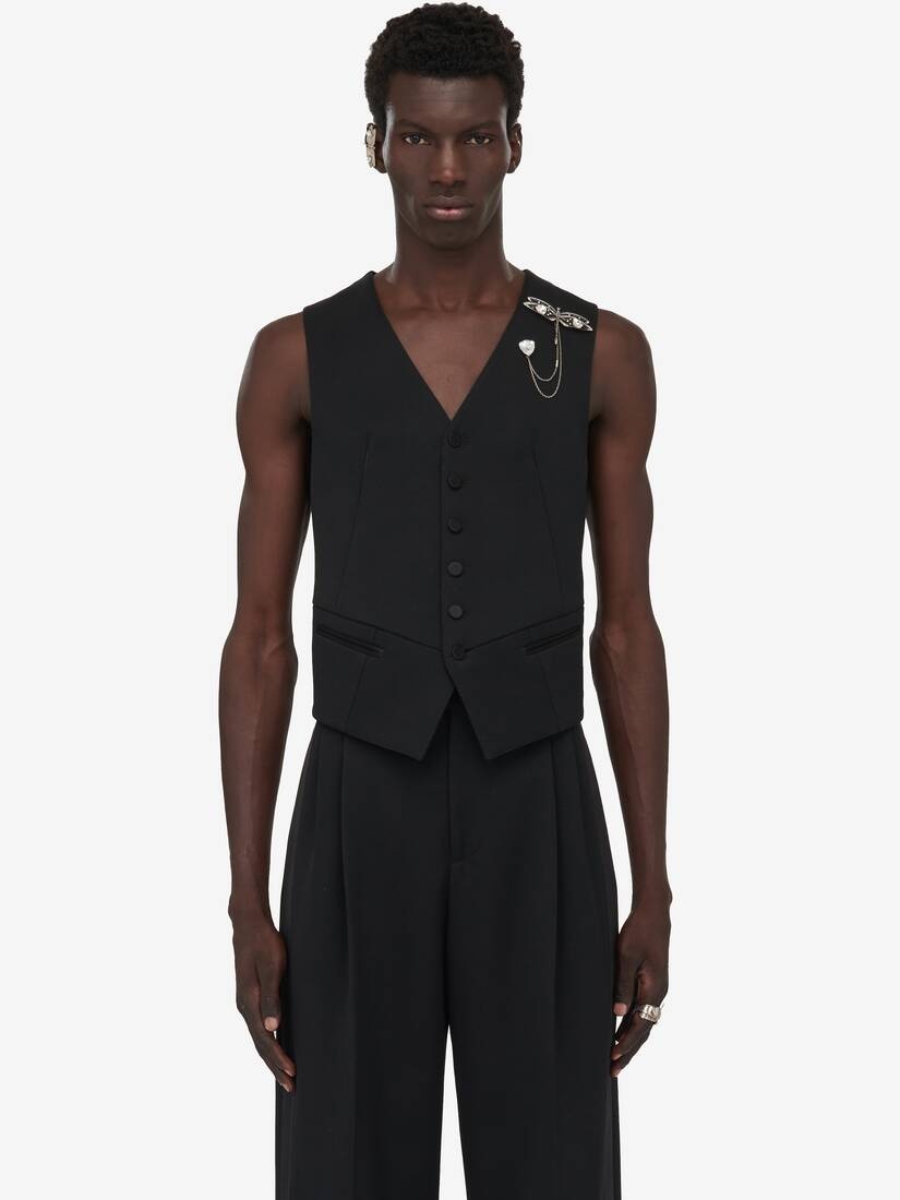 Twisted Seam Waistcoat in Black - 5