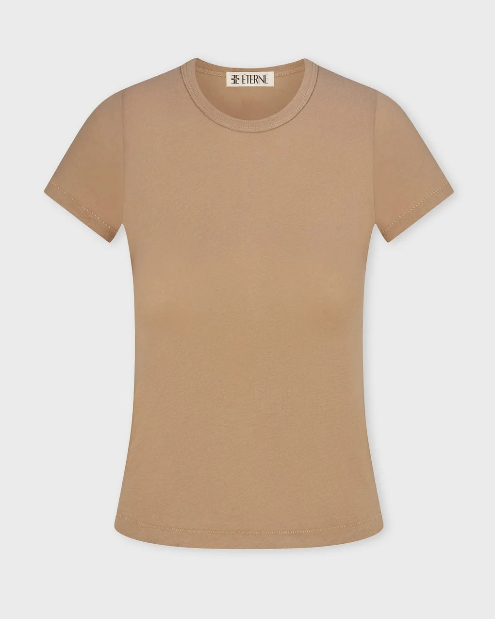 T-Shirt Fitted Crewneck Short Sleeve Taupe - 1