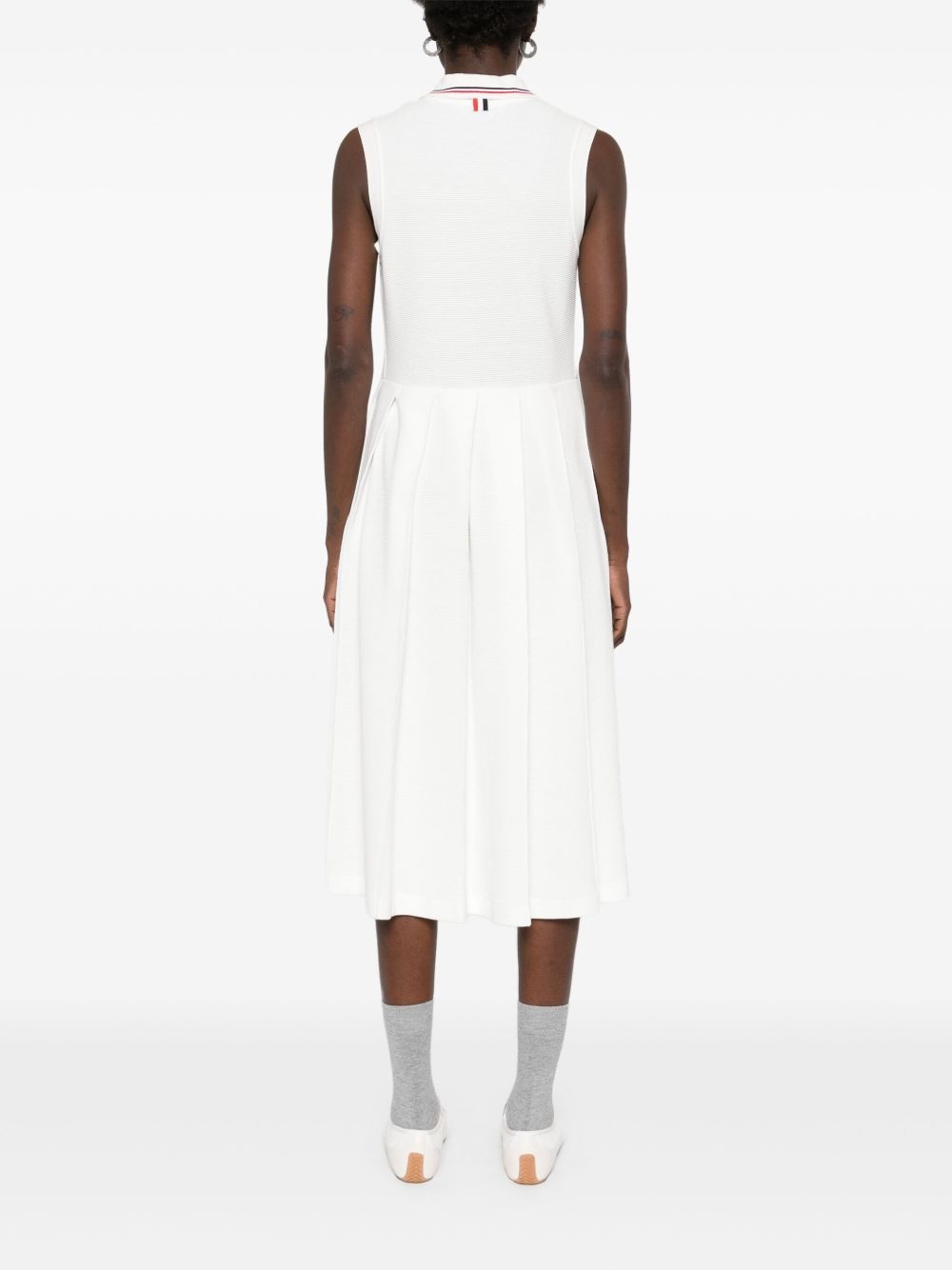 RWB-stripe pleated midi dress - 4