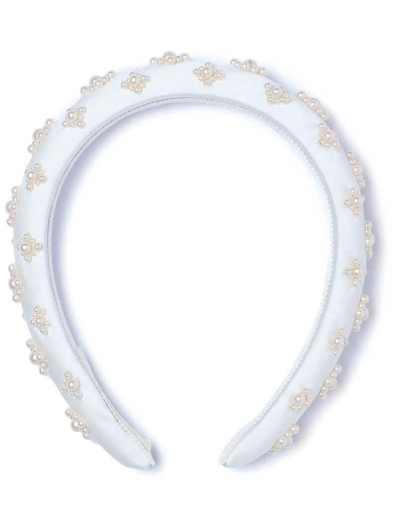 pearl-embellished silk headband - 1