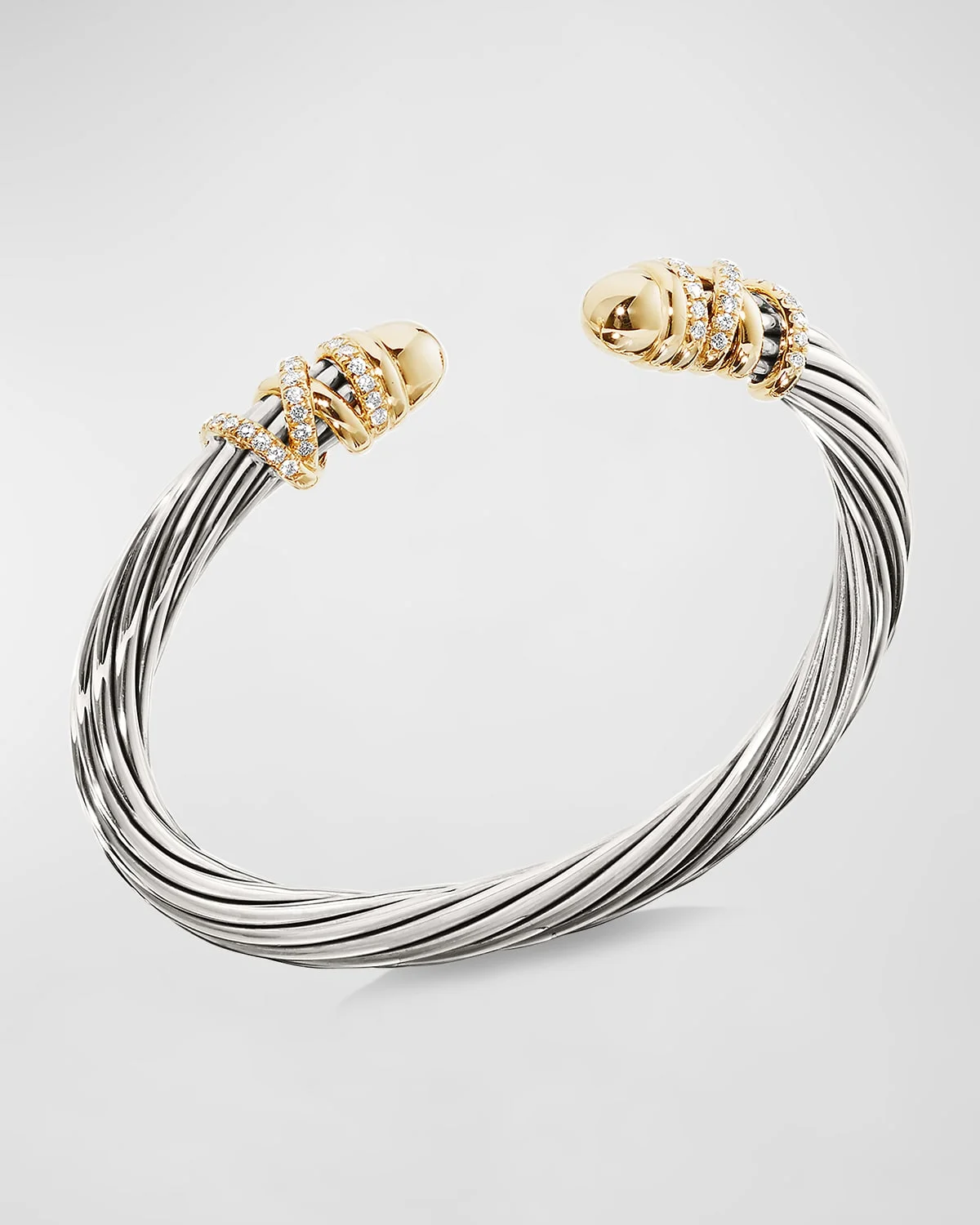 Helena Bracelet with Diamonds & Domed Ends - 1