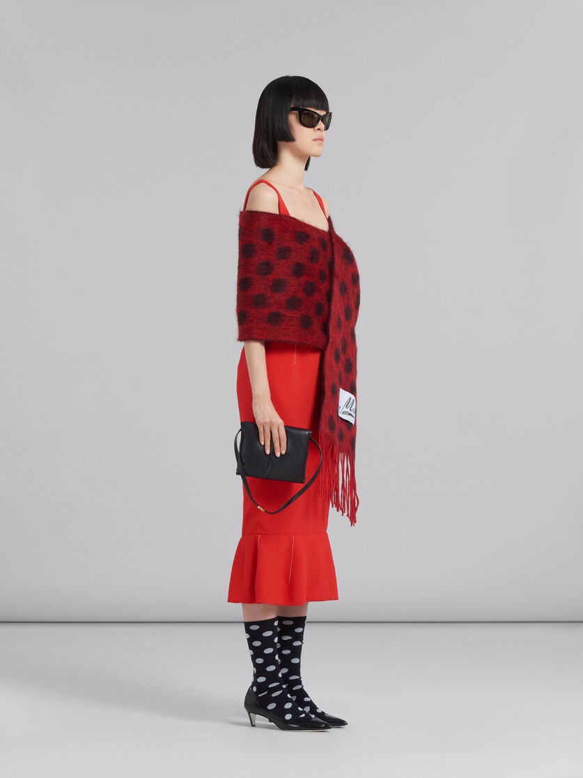 RED CADY SHEATH DRESS WITH FLOUNCE HEM - 6