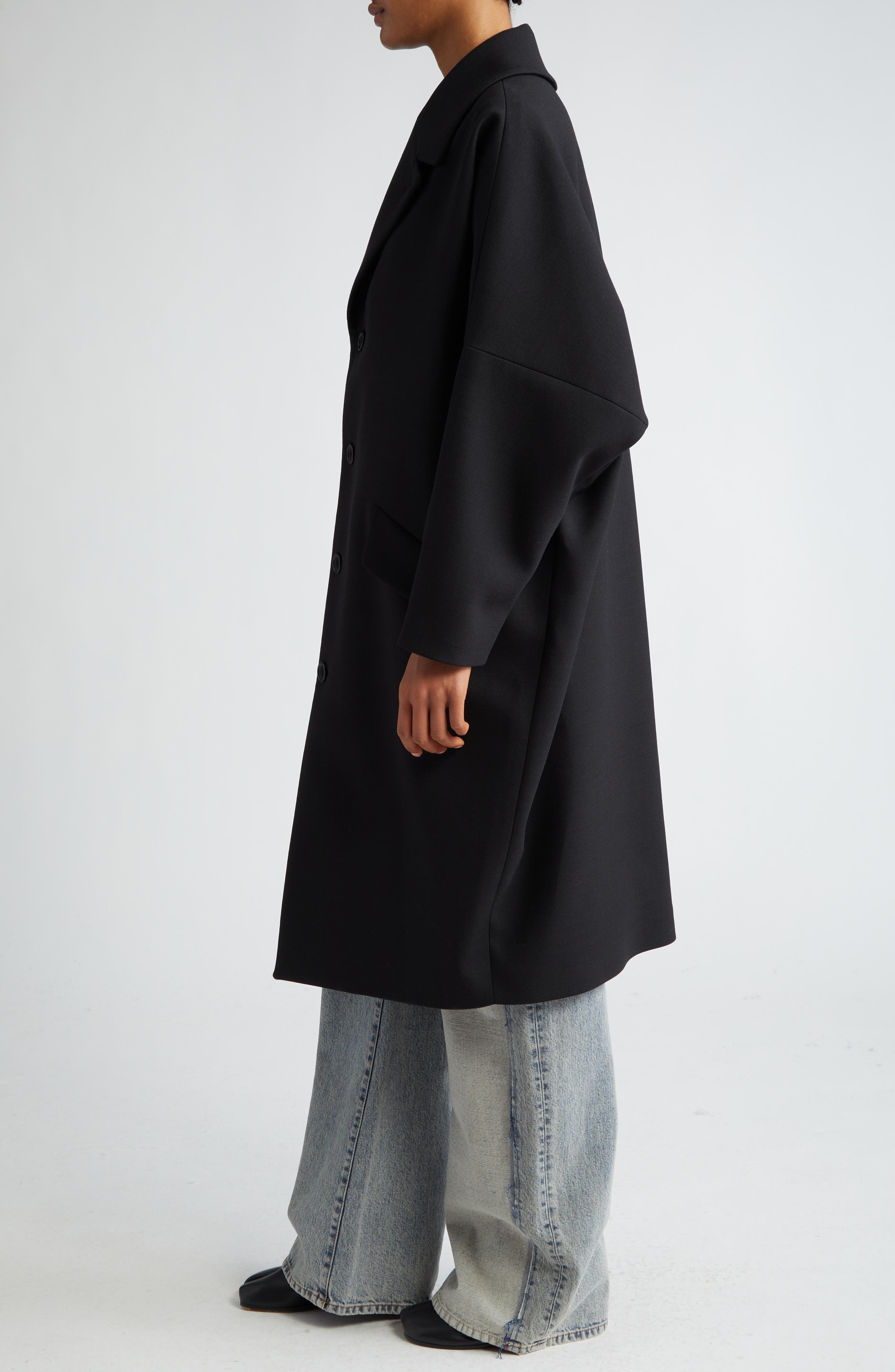 Oversize Stretch Gabardine Coat - 4