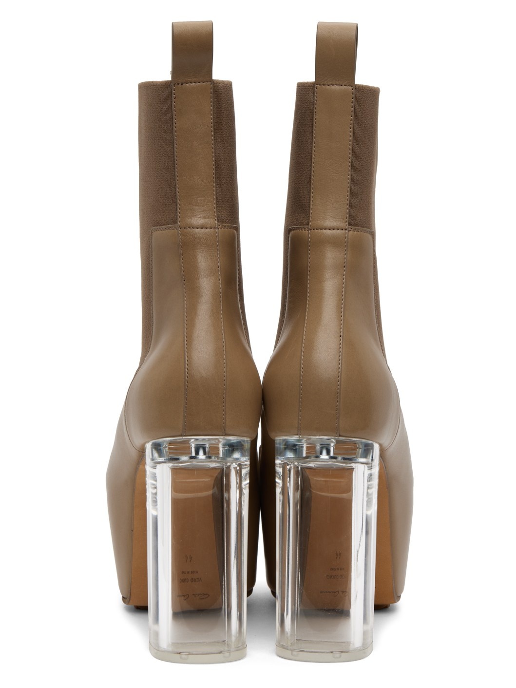 Beige Grilled Platform Boots - 2