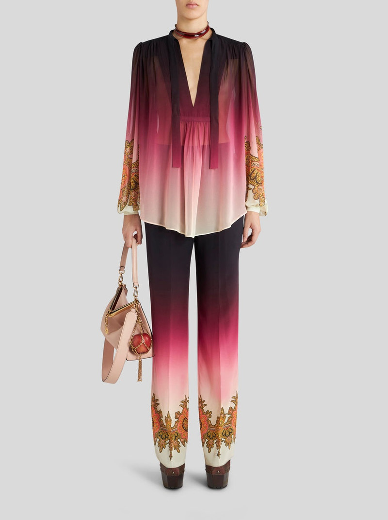 Etro COLOUR SHADED CRÊPE DE CHINE PALAZZO TROUSERS outlook