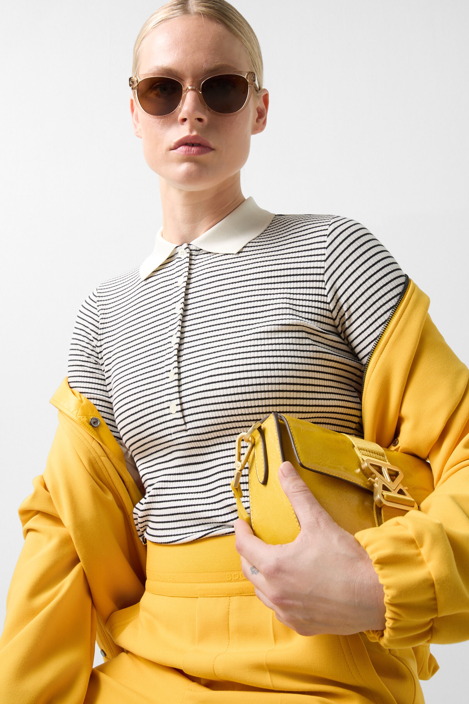 Reny Longsleeve polo shirt in Black/White - 5