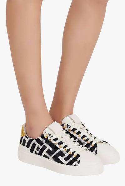 Balmain Bicolor white and black jacquard B-Court sneakers outlook