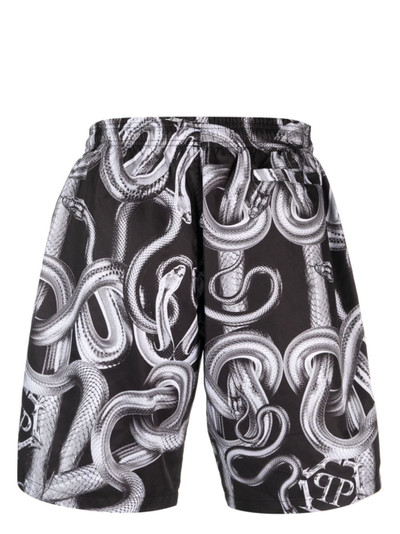 PHILIPP PLEIN Snake logo-print swim shorts outlook