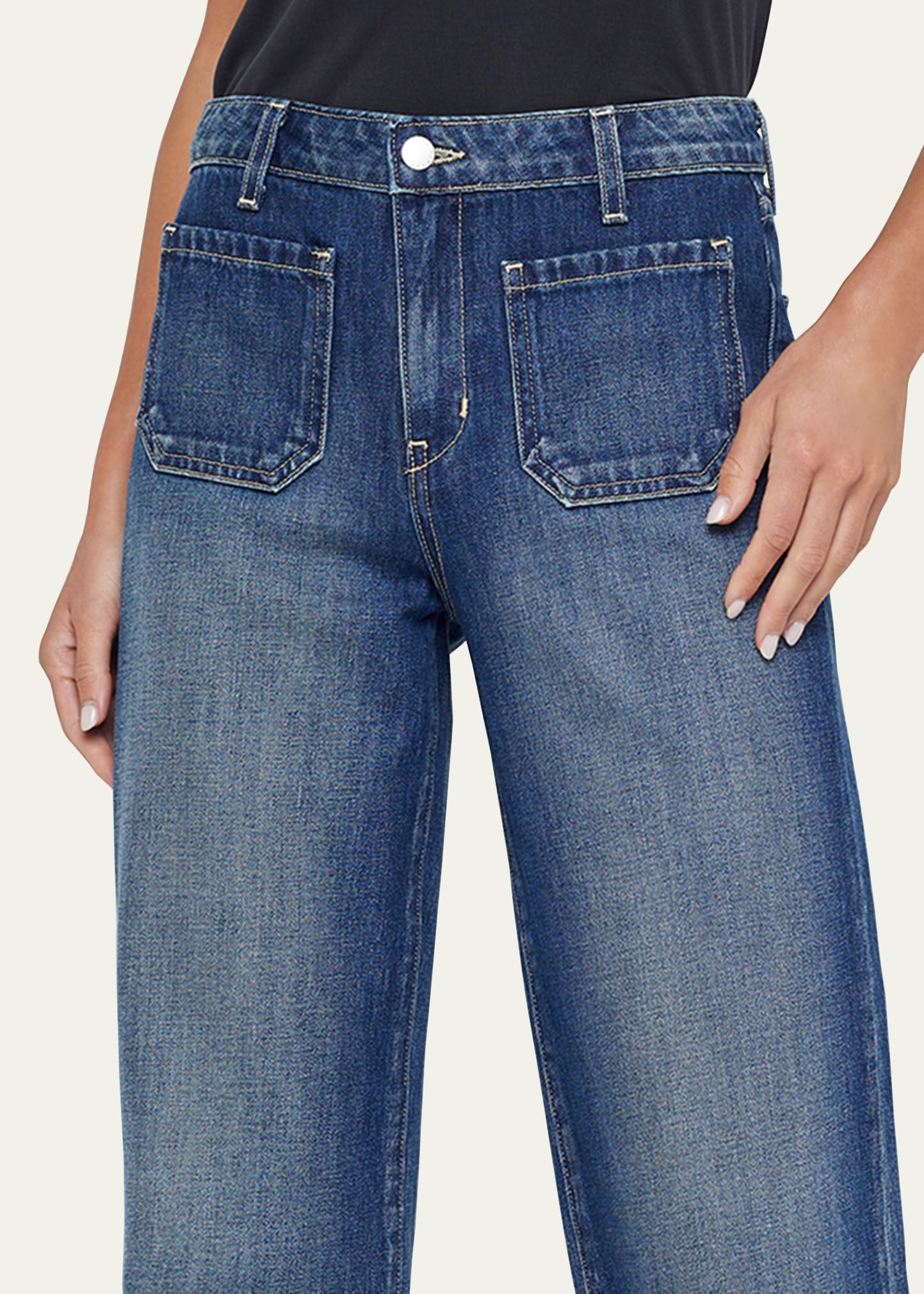 Nolan High-Rise Patch Pocket Wide-Leg Jeans - 5