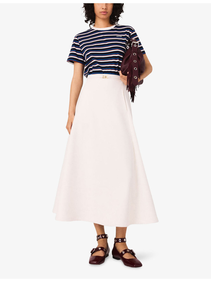 maje Clover-Embellishment Flared Stretch-Crepe Midi Skirt outlook