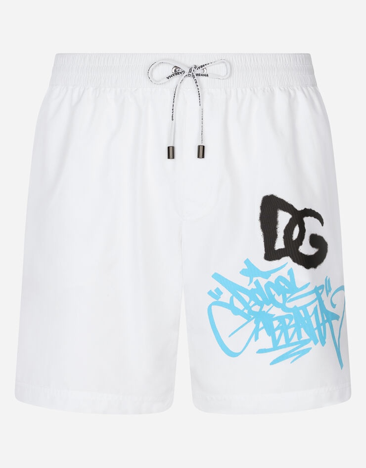 Mid-length swim trunks with spray-paint DG print - 1