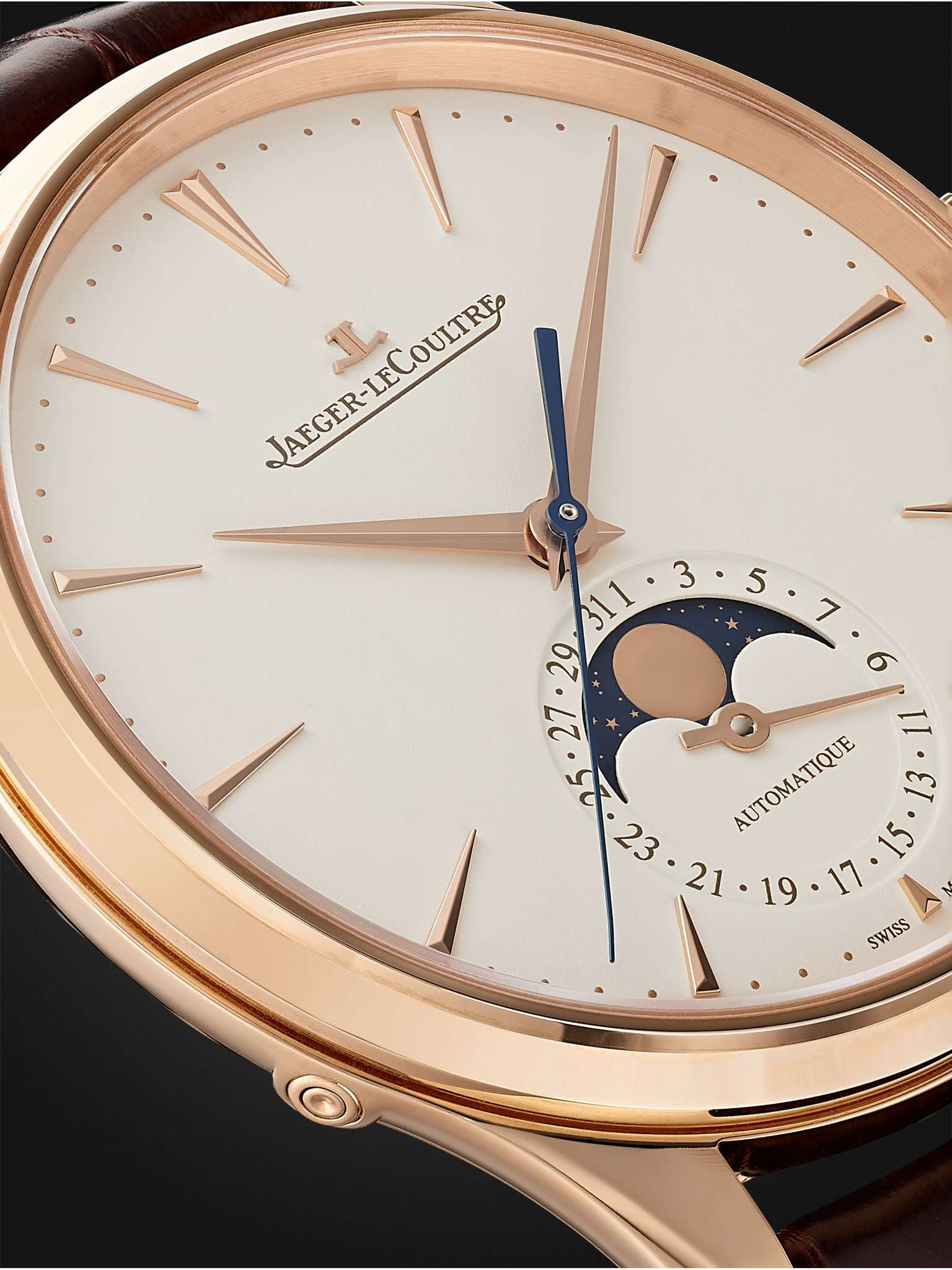 Master Ultra Thin Automatic Moon-Phase 39mm 18-Karat Pink Gold and Alligator Watch, Ref. No. 1362510 - 6