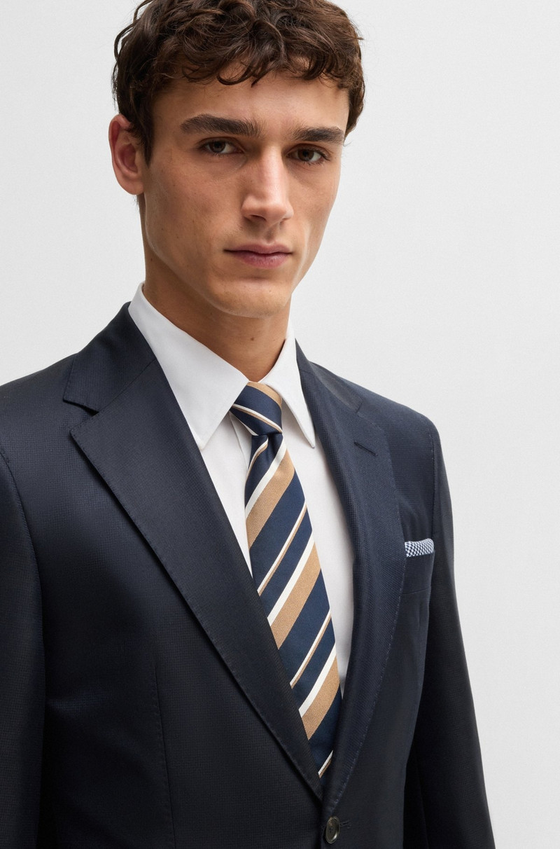 REGULAR-FIT SUIT IN PATTERNED WOOL AND SILK 4