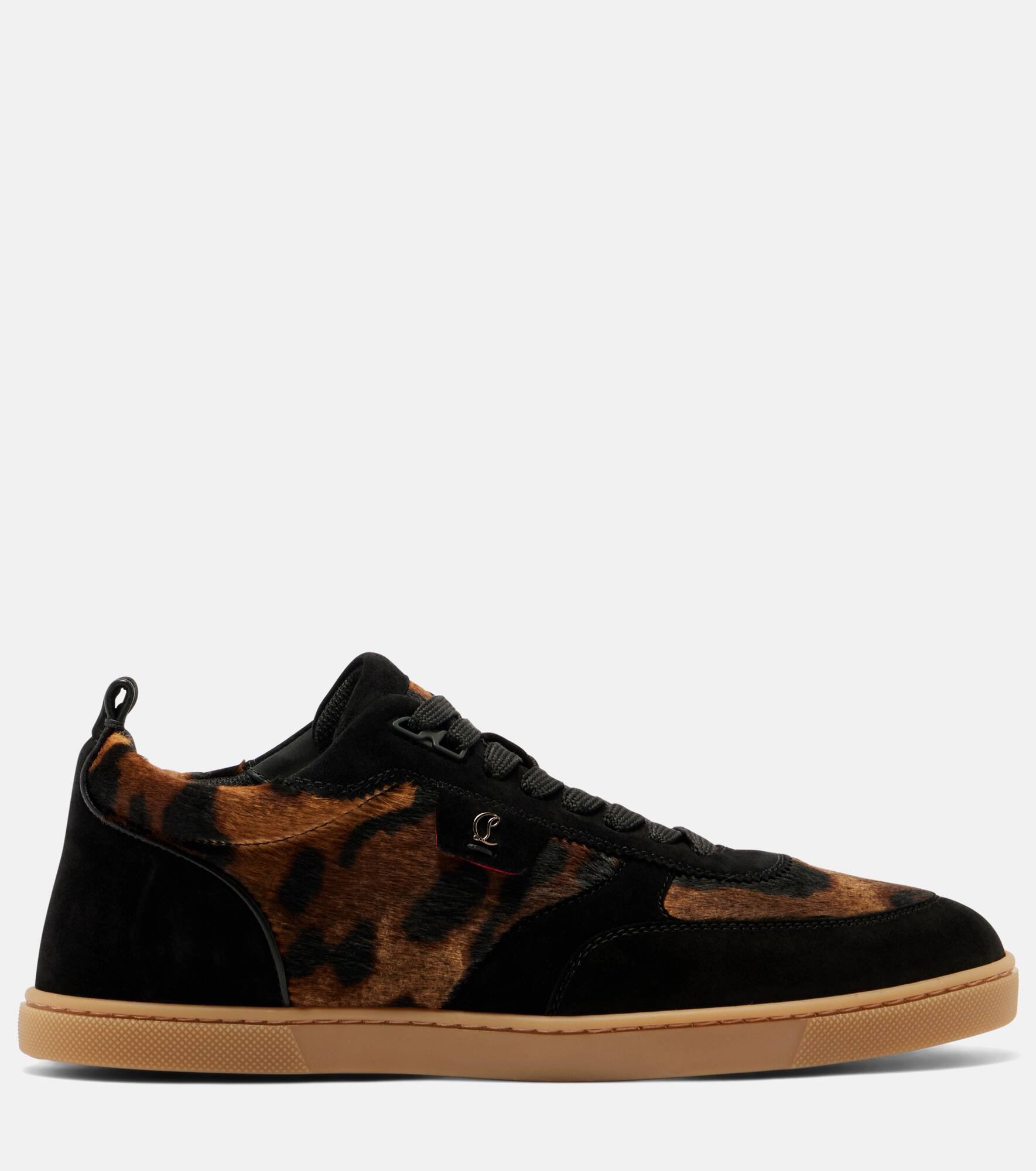 Suede-trimmed calf hair sneakers - 4