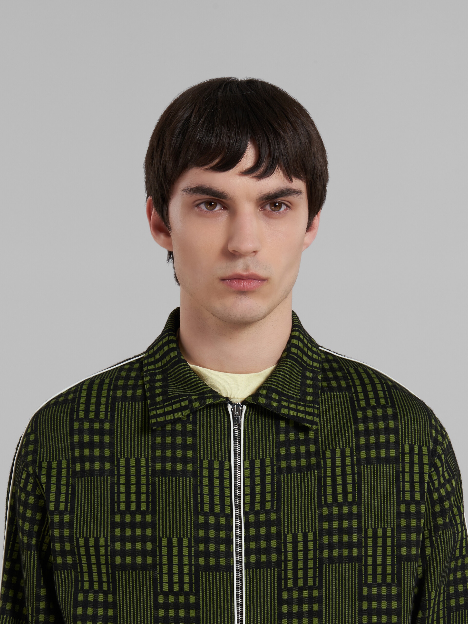 GREEN JERSEY JACKET WITH CHECKS AND STRIPES - 4
