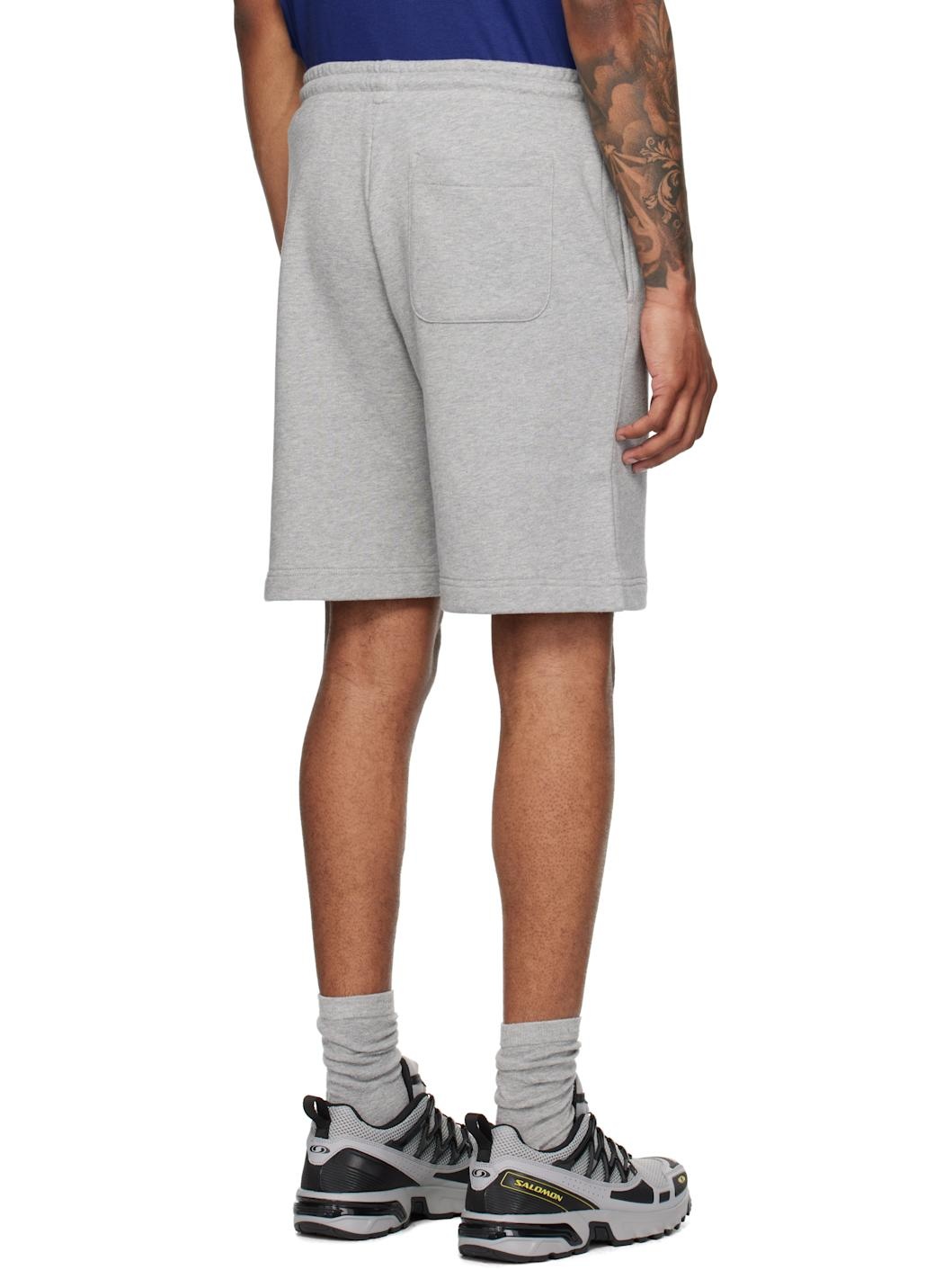 Gray Logo Patch Cotton Shorts - 3
