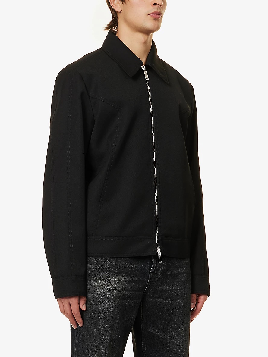 Point-collar boxy-fit twill jacket - 3