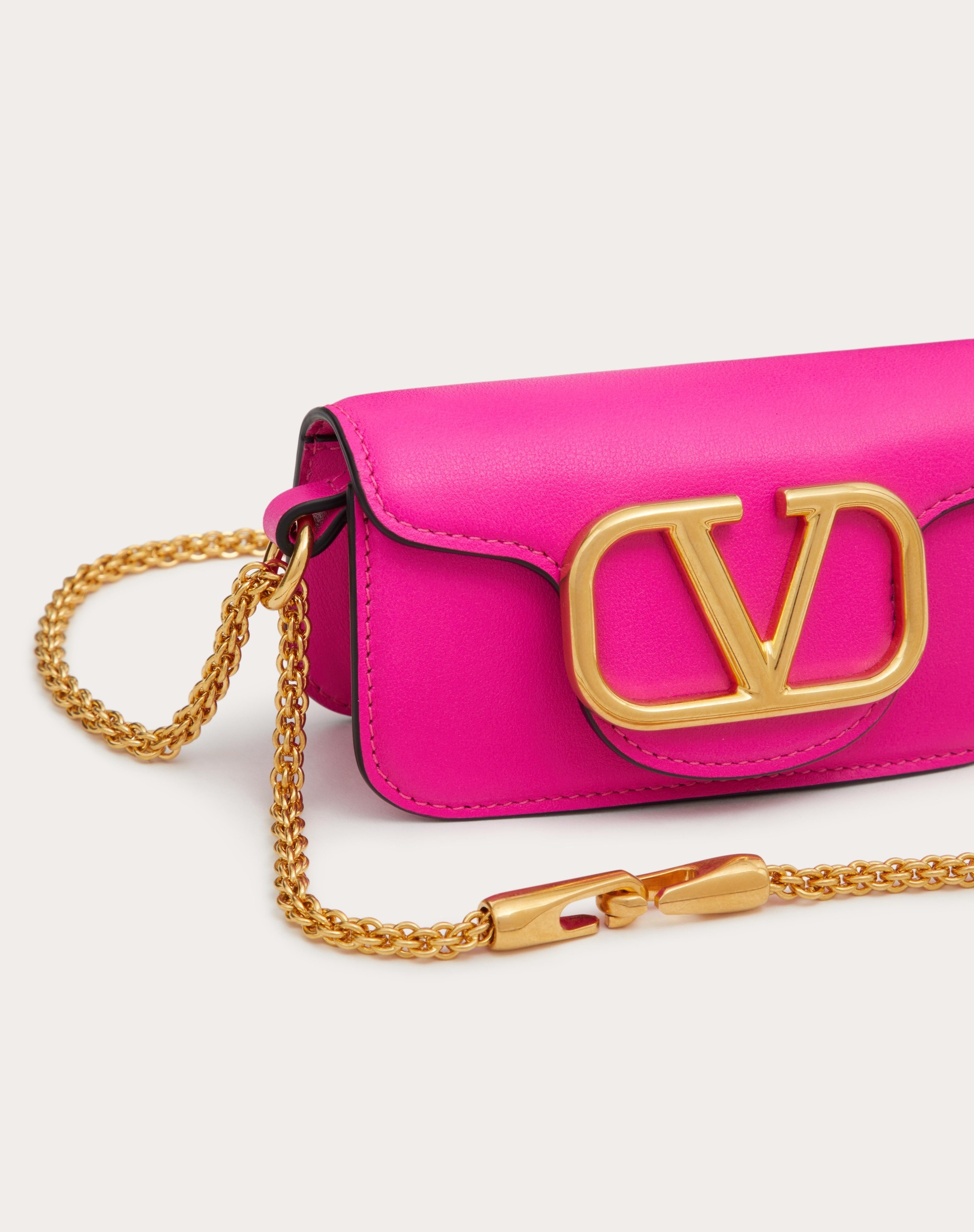 VALENTINO GARAVANI LOCÒ MICRO BAG IN CALFSKIN LEATHER WITH CHAIN - 7