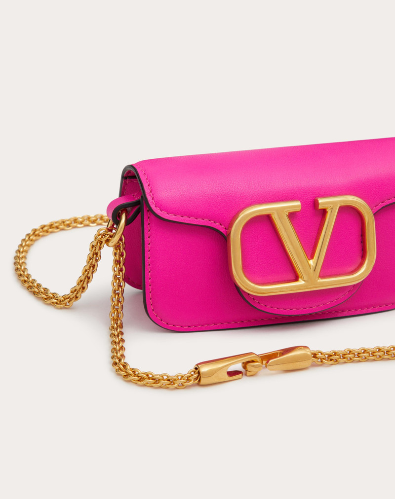 VALENTINO GARAVANI LOCÒ MICRO BAG IN CALFSKIN LEATHER WITH CHAIN 7