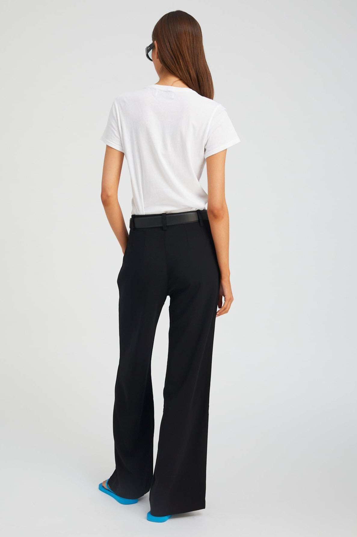 BLACK CREPE PLEATED TROUSERS - 5