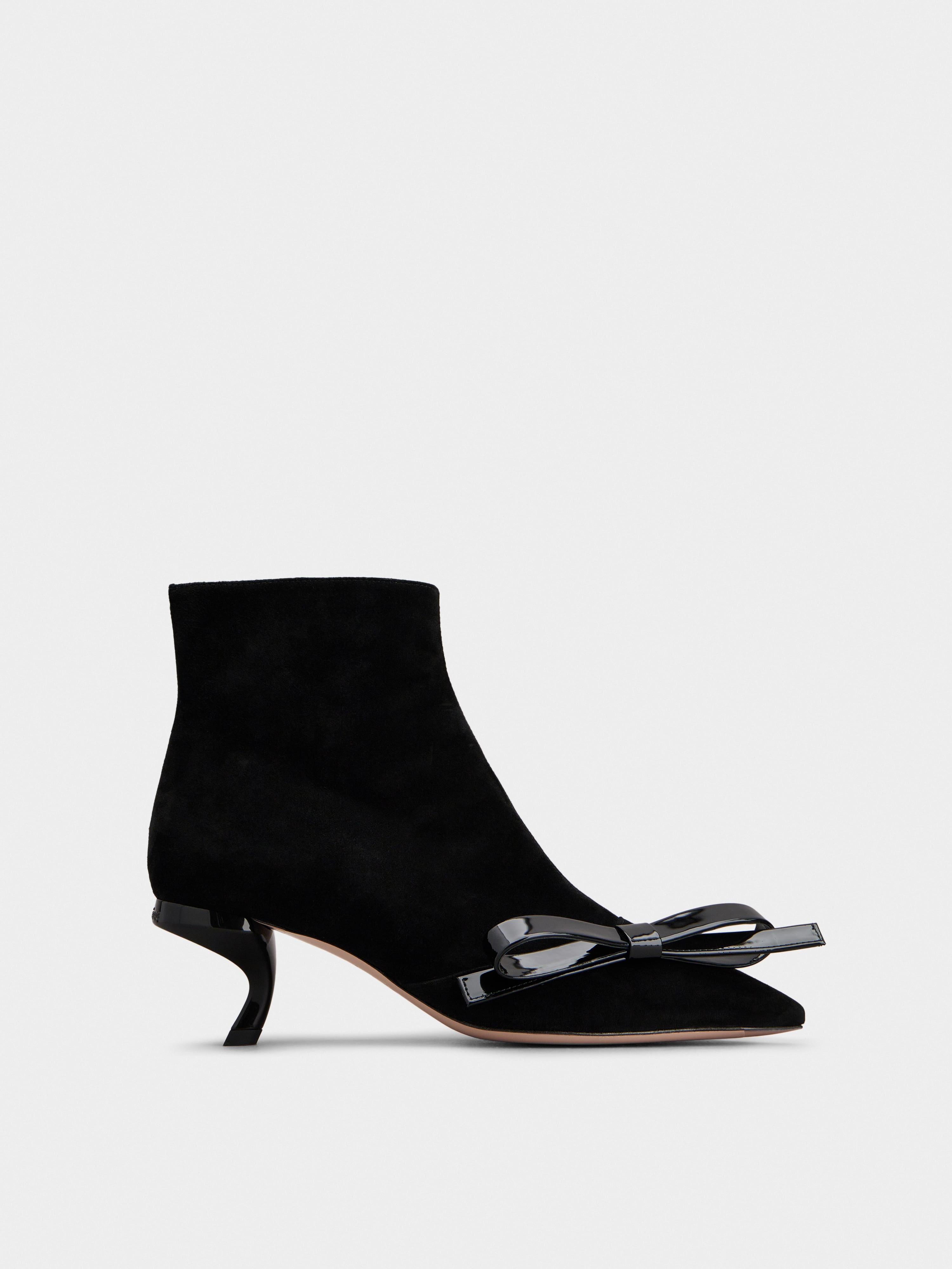 Virgule Bow Ankle Boots in Suede - 1