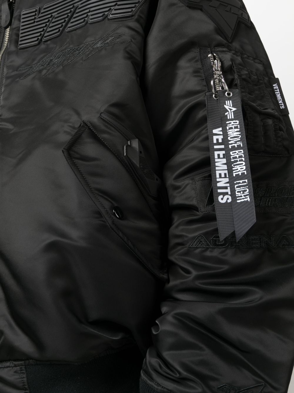 logo-patch zip-up bomber jacket - 5