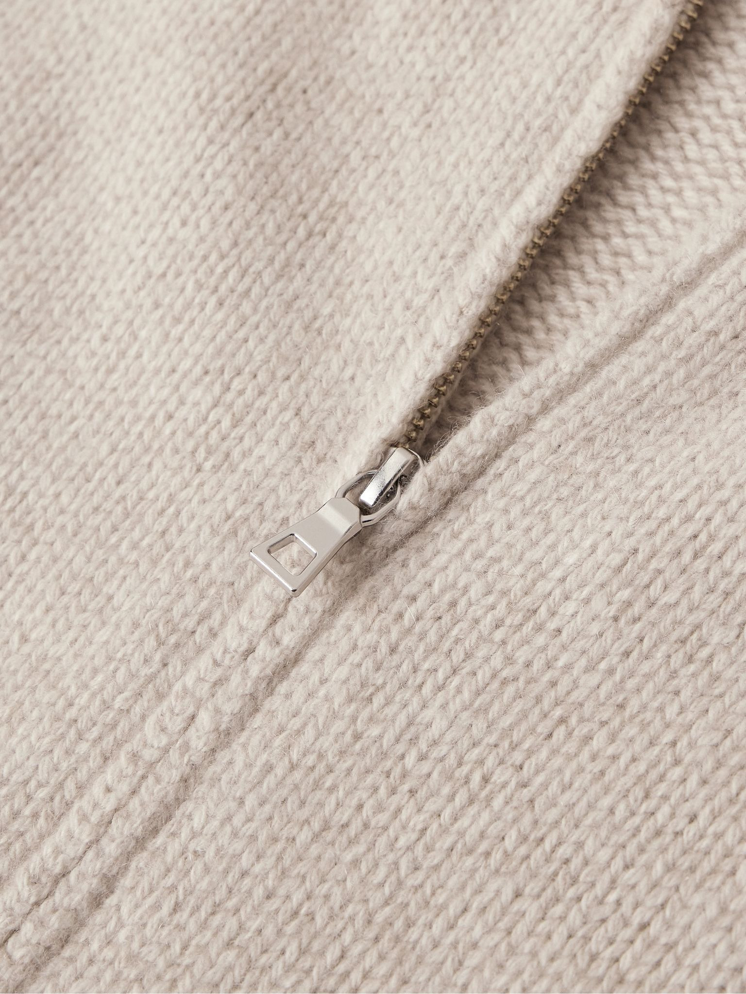 Cashmere Zip-Up Sweater Cream - 4