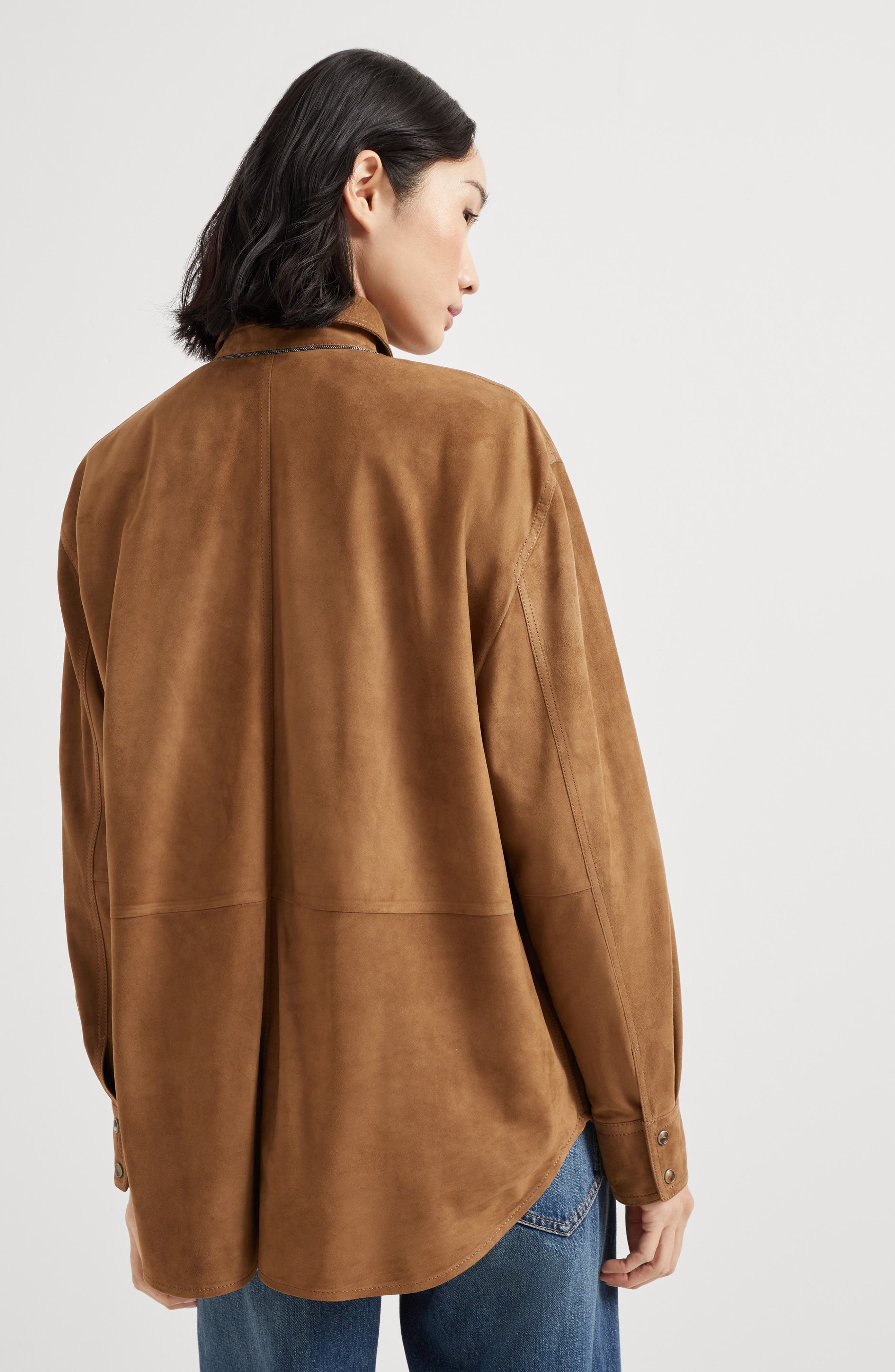 Brunello Cucinelli Suede shirt with monili in Light Brown at Nordstrom - 3