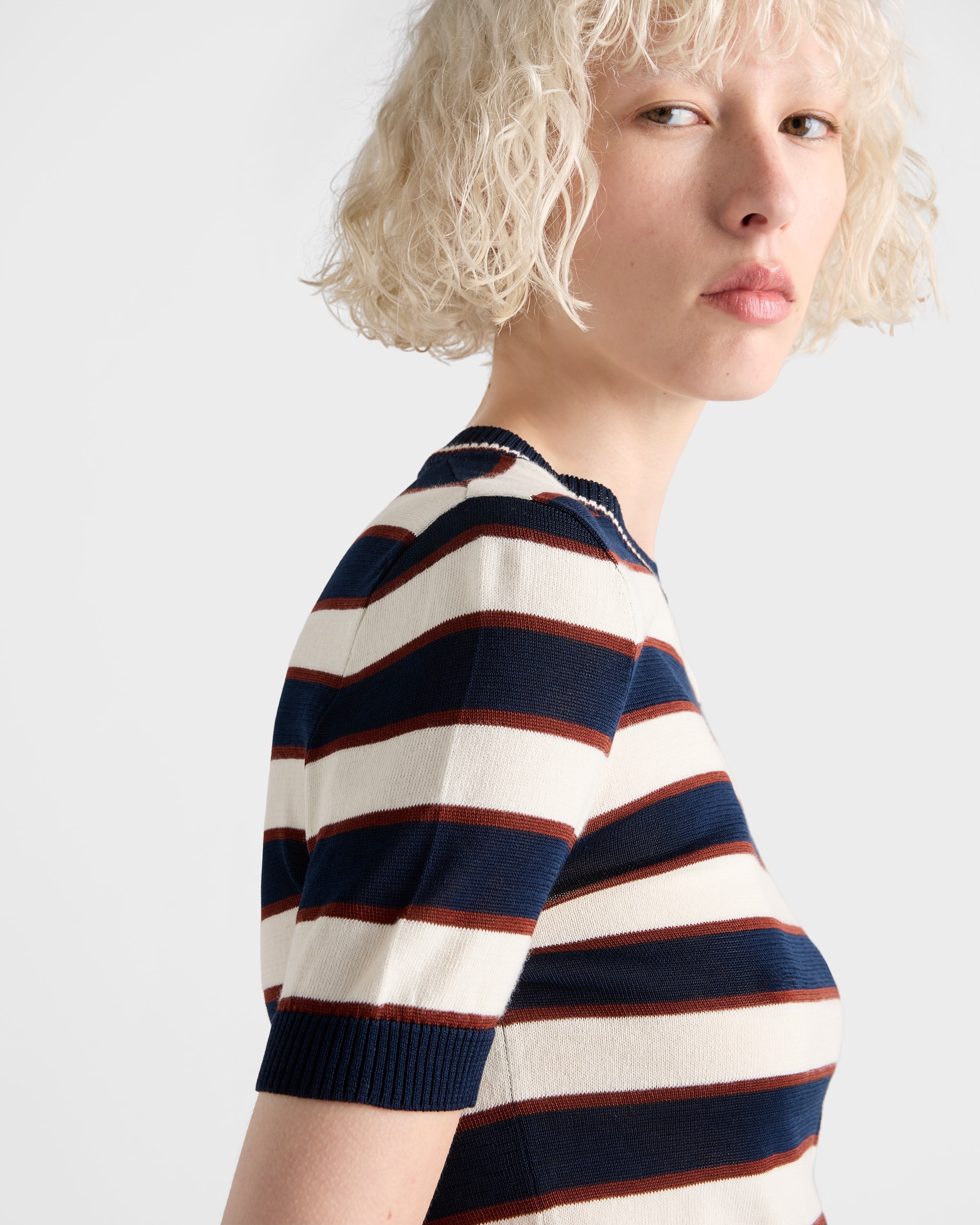 Striped crew-neck cotton sweater - 4