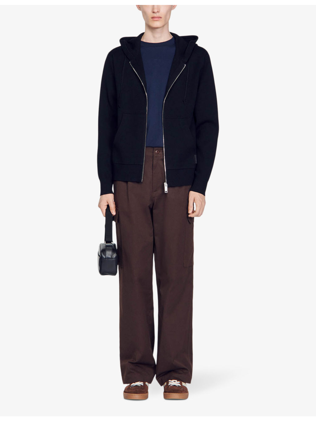 Brand-tab zipped stretch-knit hoody - 2