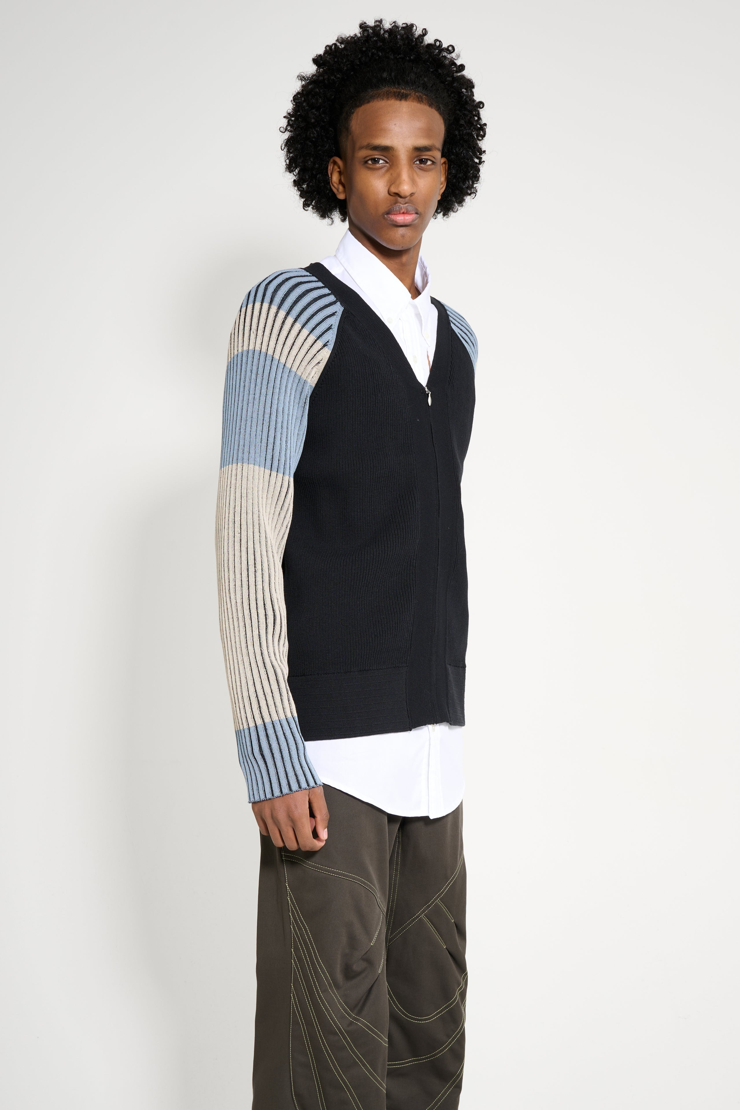 KIKO KOSTADINOV INEX CARDIGAN BLACK / ALMOND / DUSTY BLUE - 3