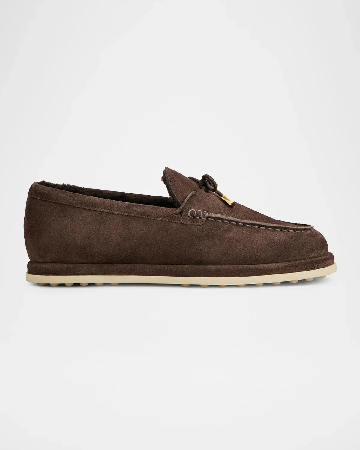 Men's Suede Shearling-Lined Moc-Toe Loafers - 1