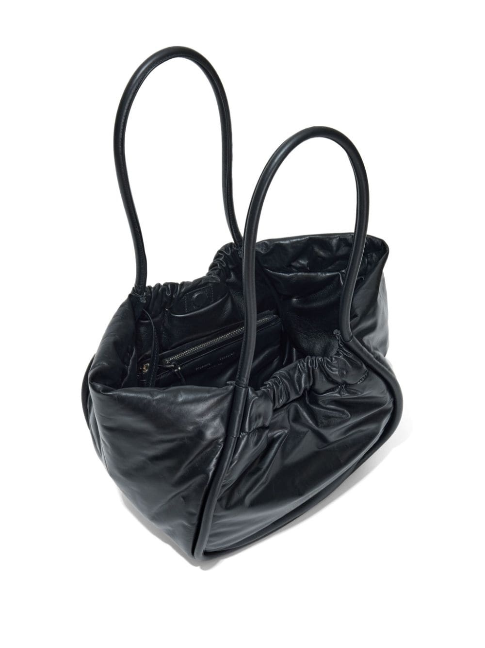 ruched leather tote bag - 6