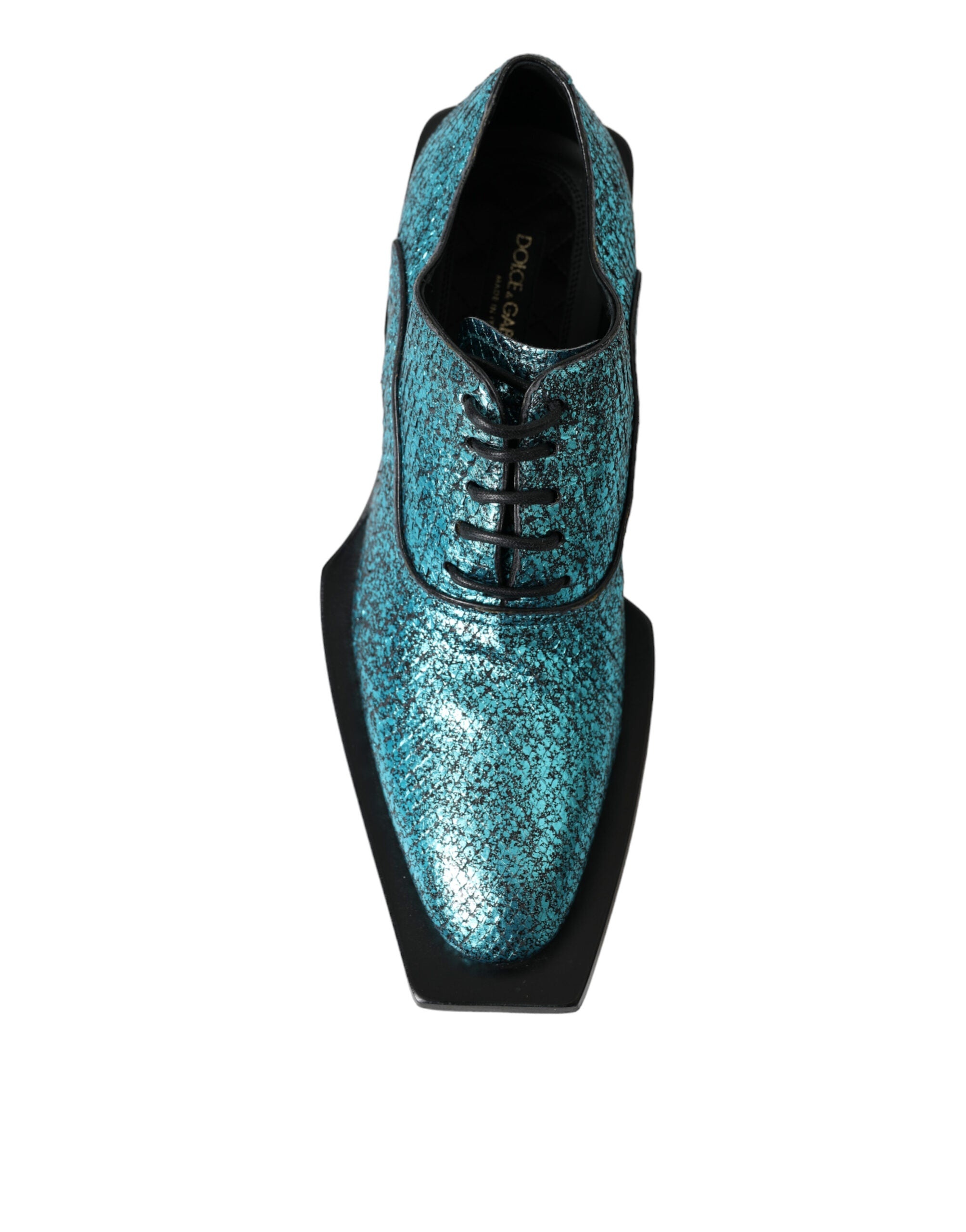 Dolce & Gabbana Teal Derby Block Heel Shoes - 3